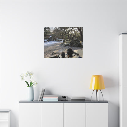 Winter Tea Ceremony Karesansui Canvas Art | Serene Decor