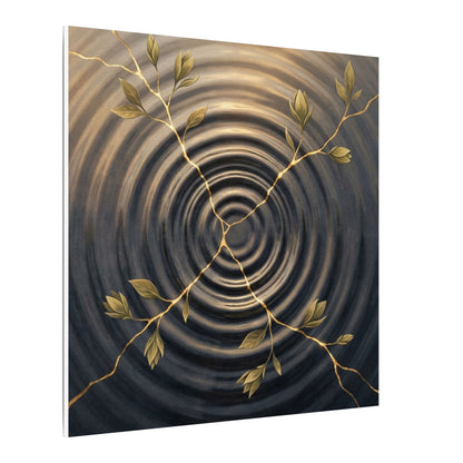 Kanso Water Ripple Canvas Art - Kintsugi Gold Vein