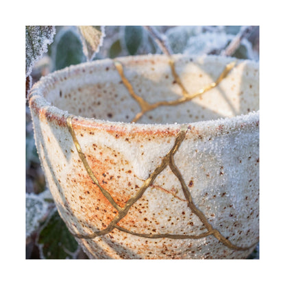 Kintsugi Ceramic Bowl in Dappled | Gold Vein Wall Art Print