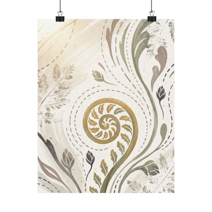 Fern Unfurling Wall Art Print | Spring Japandi Japanese Pattern Art Art Print