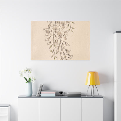 Japandi Wisteria in Golden Hour | Minimal Line Canvas Art