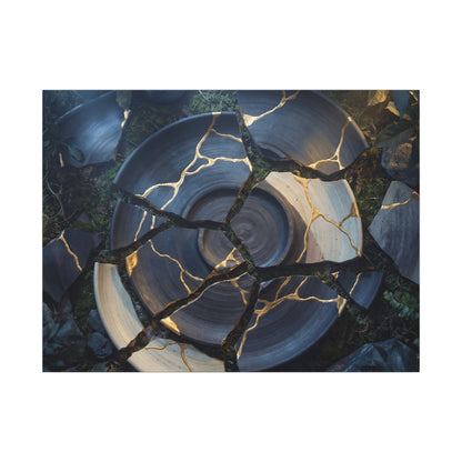Resilient Broken Pottery Canvas Art - Gold Vein Kintsugi Art Print