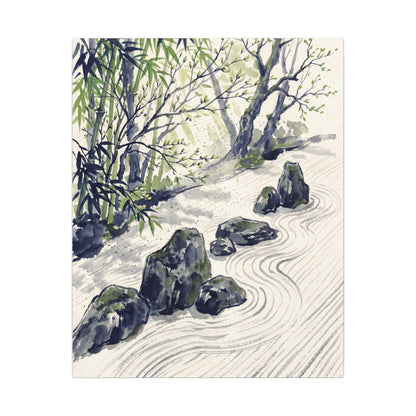Dappled Rock Garden Canvas Art - Zen Mono No Aware