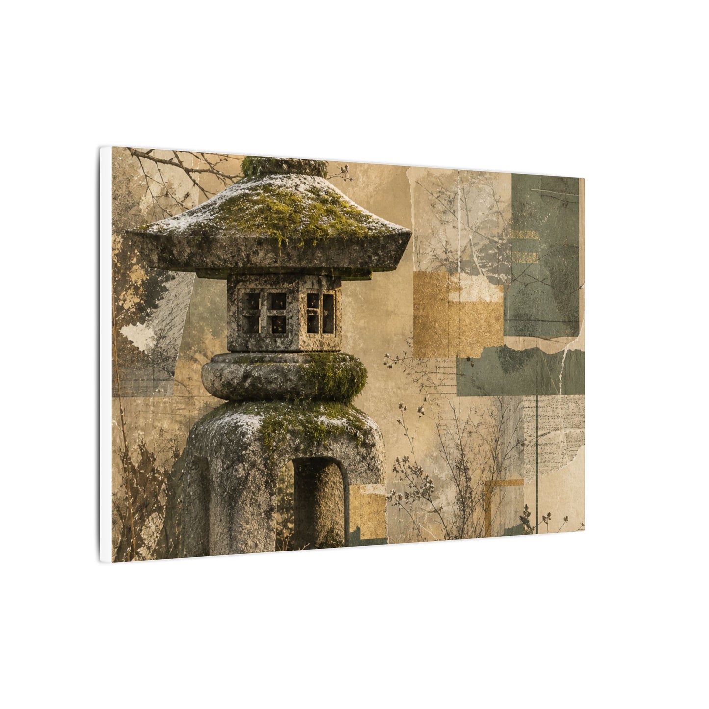 Elegant Stone Lantern Canvas Art - Texture Japandi