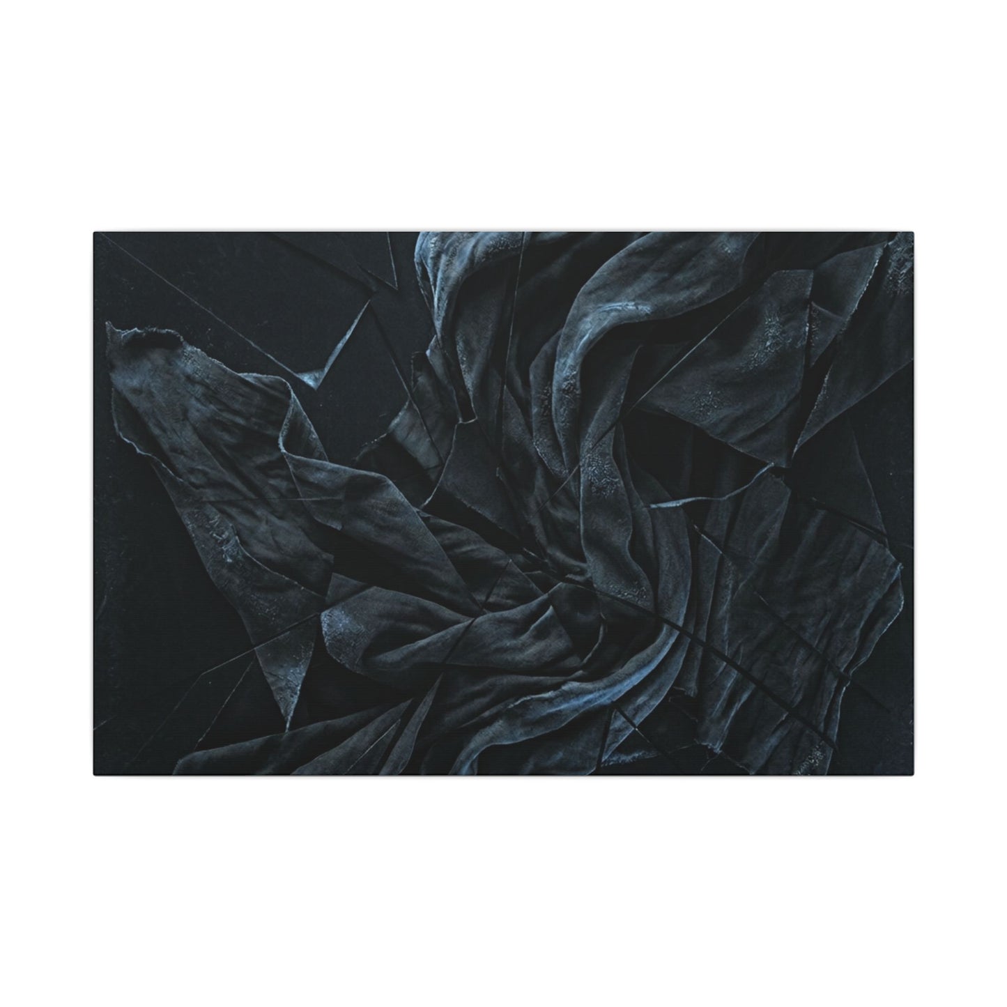 Dark Japandi Silk Drape in Moonlight | Moody Minimal Canvas Art