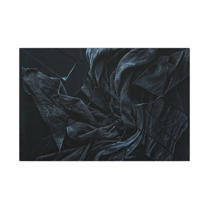 Dark Japandi Silk Drape in Moonlight | Moody Minimal Canvas Art