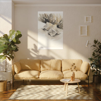 Paper Fold Watercolor Canvas Art | Warm Japandi Art