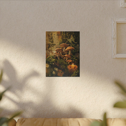 Spring Wild Mushrooms Herbarium Canvas Art | Earthy Decor