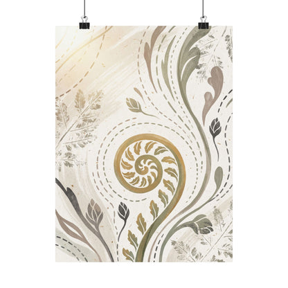 Fern Unfurling Wall Art Print | Spring Japandi Japanese Pattern Art Art Print