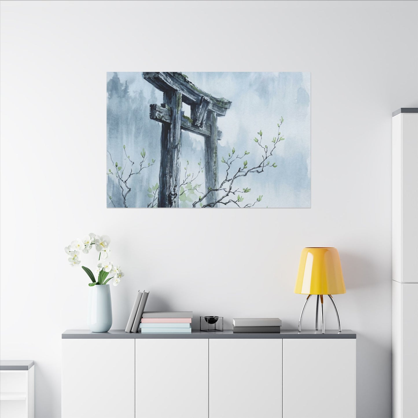 Torii Gate Canvas Art | Spring Zen Sumi E Art