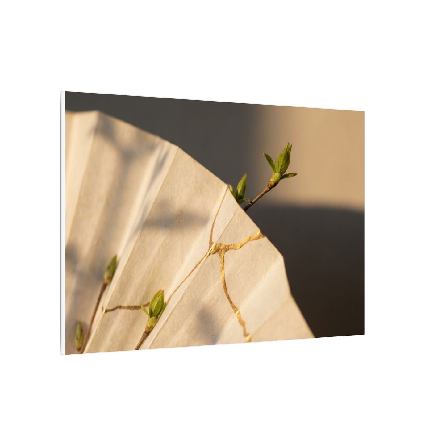 Paper Fold Gold Vein Canvas Art | Healing Kintsugi Art