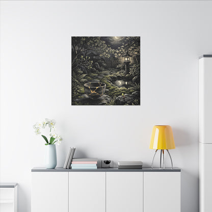 Kintsugi Moonlit Garden in Dappled | Gold Repair Canvas Art