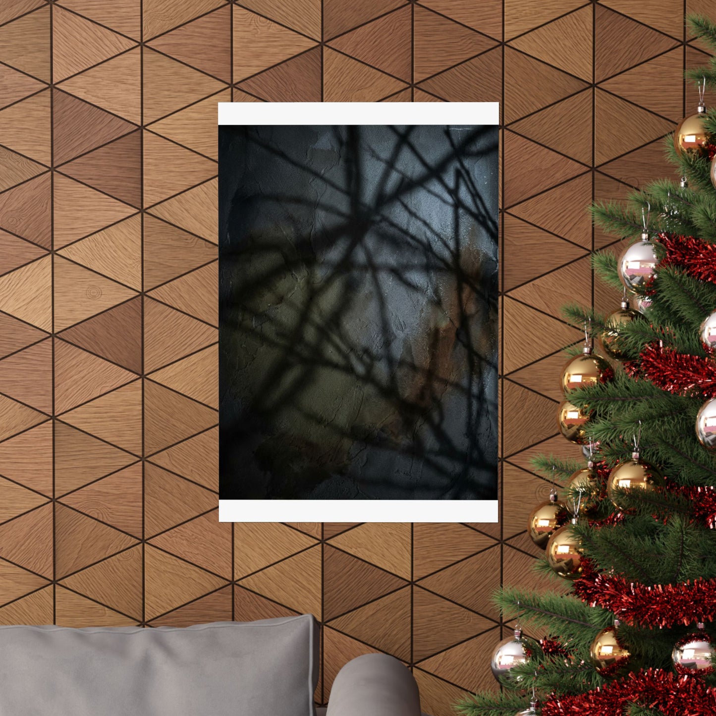 Shadow Play Wall Art Print | Winter Dark Japandi Dark Texture Art
