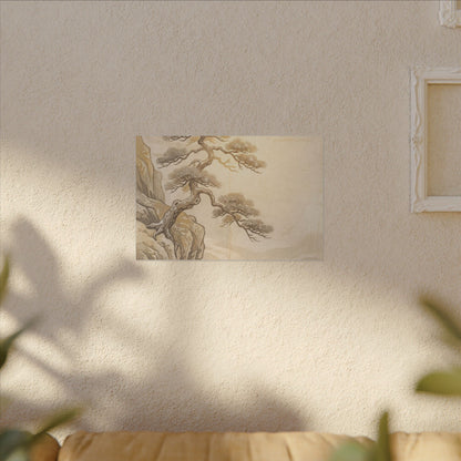 Winter Pine Tree Japanese Pattern Canvas Art | Elegant Decor