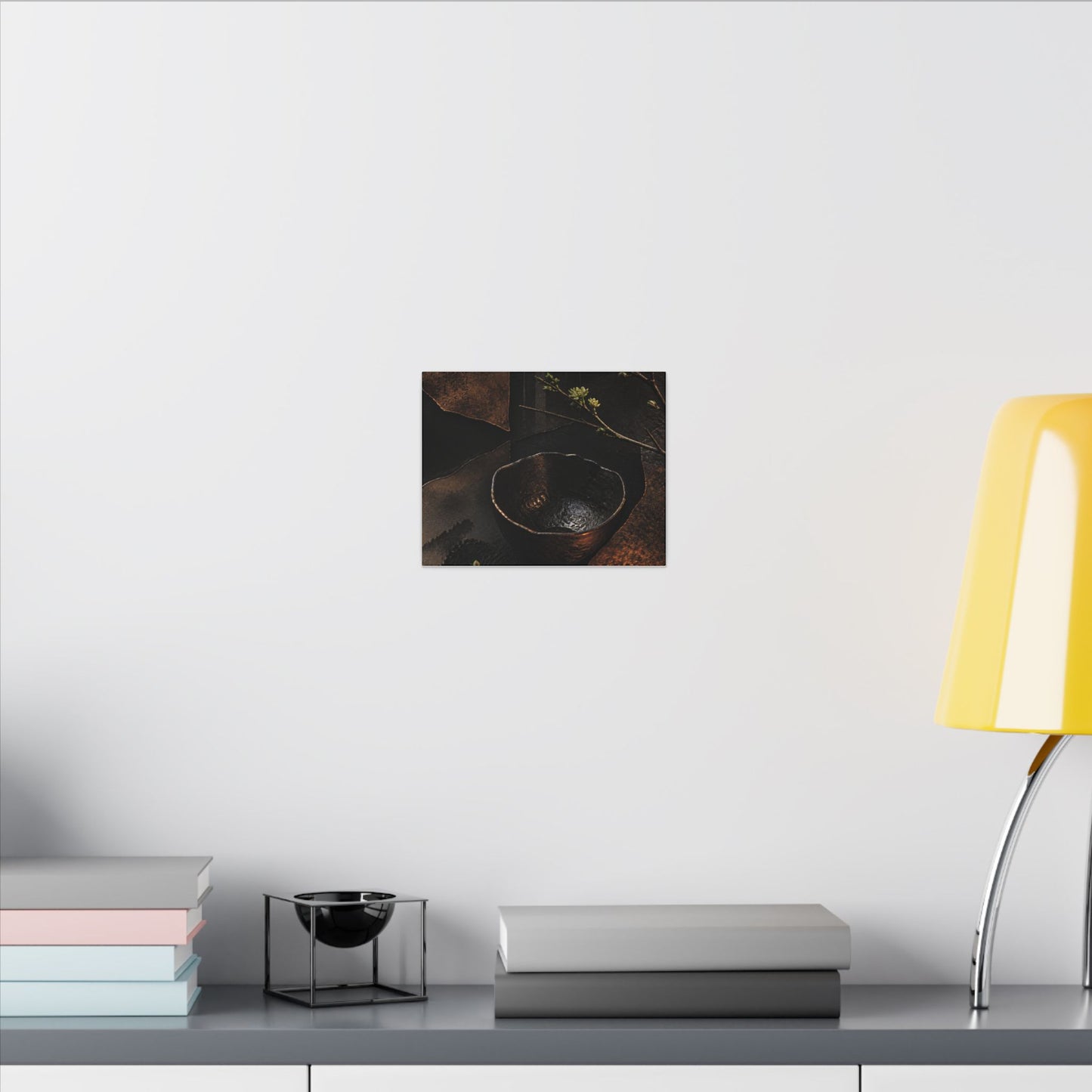 Atmospheric Ceramic Bowl Canvas Art - Shadow Zen Dark Japandi