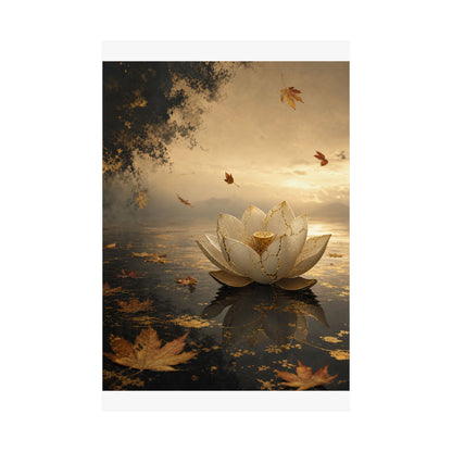 Resilient Lotus Flower Wall Art Print - Gold Vein Kintsugi