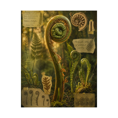 Spring Fern Unfurling Herbarium Wall Art Print | Nostalgic Decor