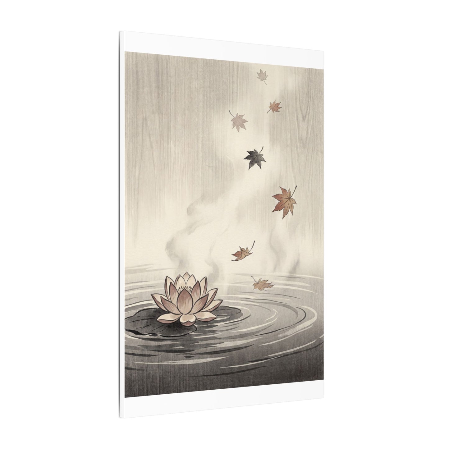 Lotus Flower Canvas Art | Autumn Zen Ukiyo E Inspired Art