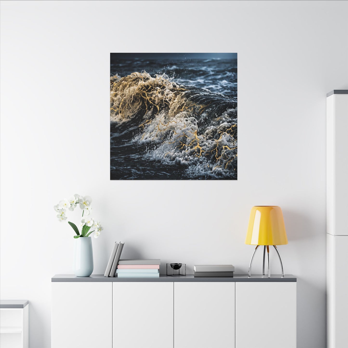 Ocean Wave Winter Canvas Art | Kintsugi Artful Design