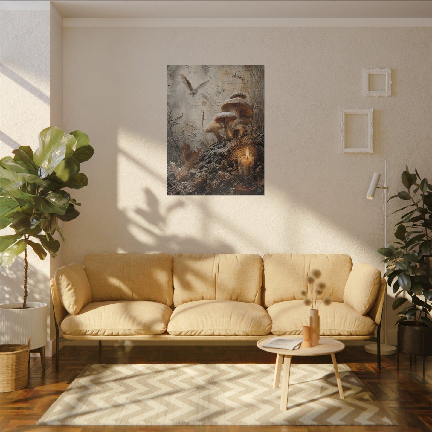 Wild Mushrooms Texture Canvas Art | Elegant Japandi Art