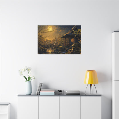 Spring Moonlit Garden Gold Vein Canvas Art | Resilient Decor