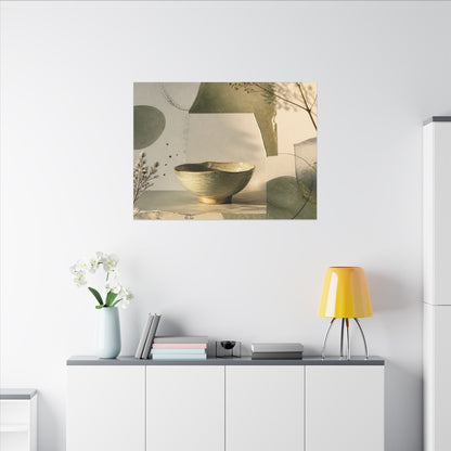 Warm Ceramic Bowl Canvas Art - Minimal Line Japandi