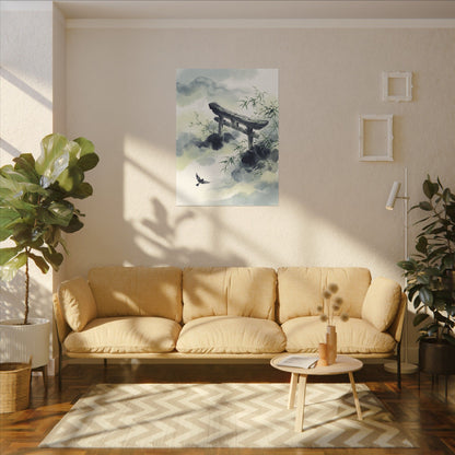 Torii Gate Sumi E Canvas Art | Serene Zen Art