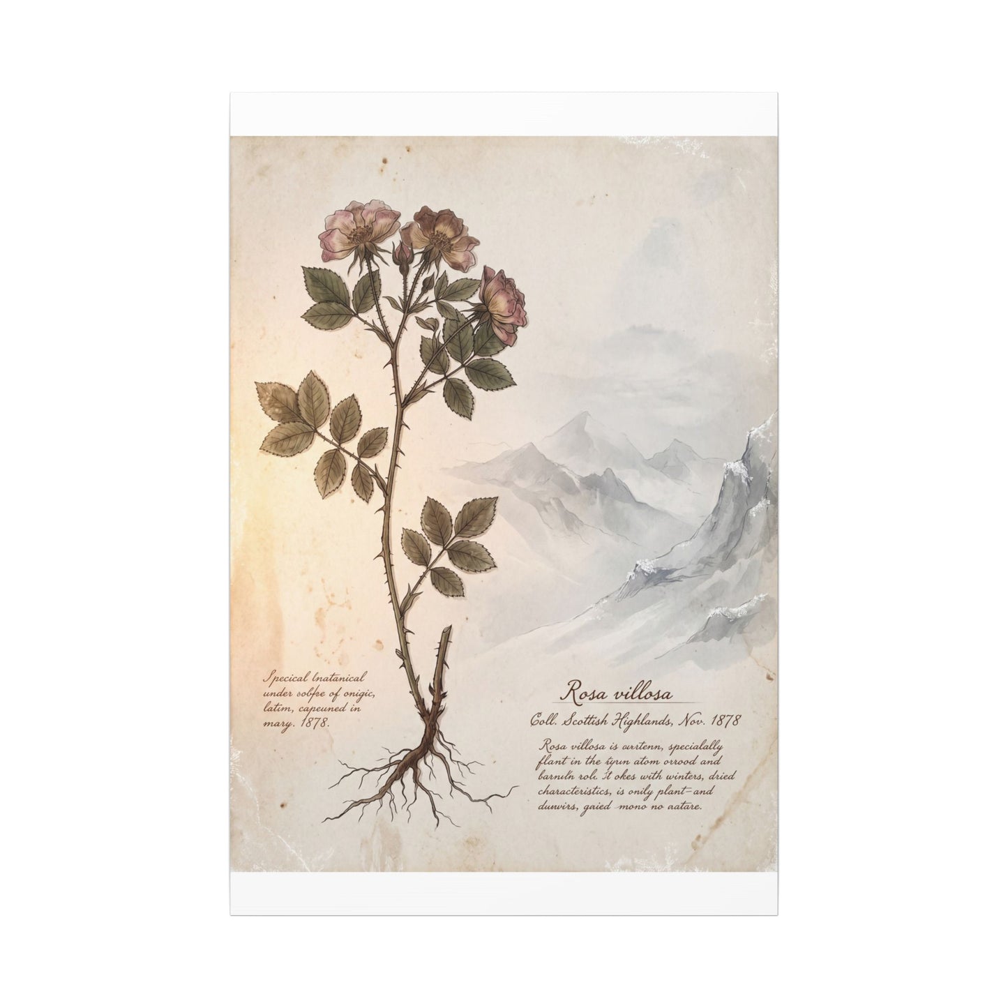 Winter Mountain Mist Herbarium Canvas Art | Earthy Decor