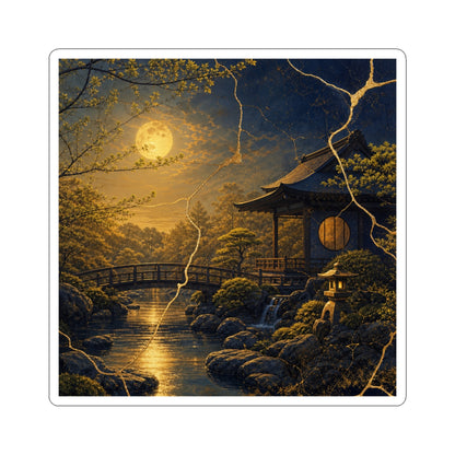 Moonlit Garden Sticker | Spring Kintsugi Gold Vein Art
