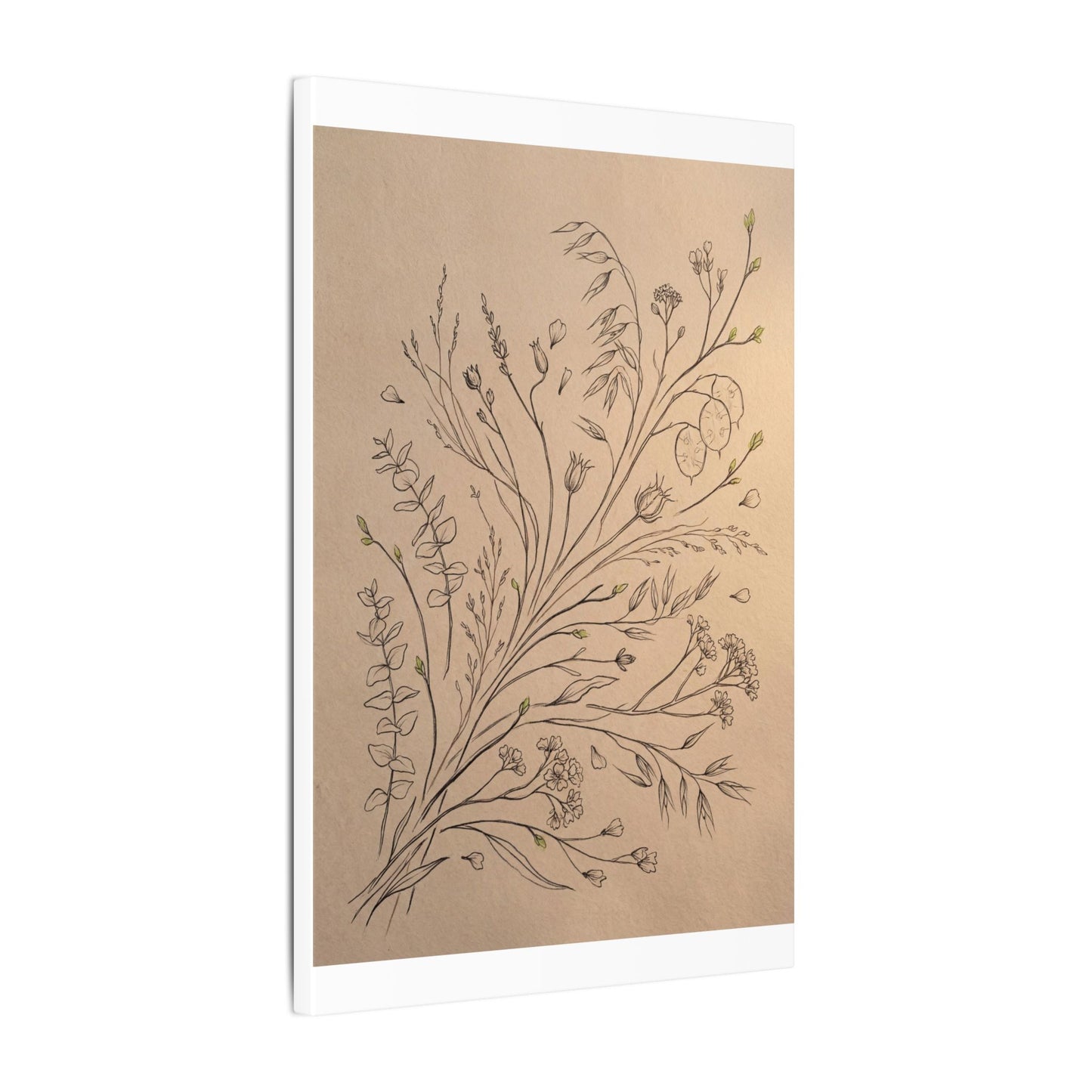 Dried Flowers Canvas Art | Spring Japandi Minimal Line Art