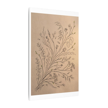 Dried Flowers Canvas Art | Spring Japandi Minimal Line Art