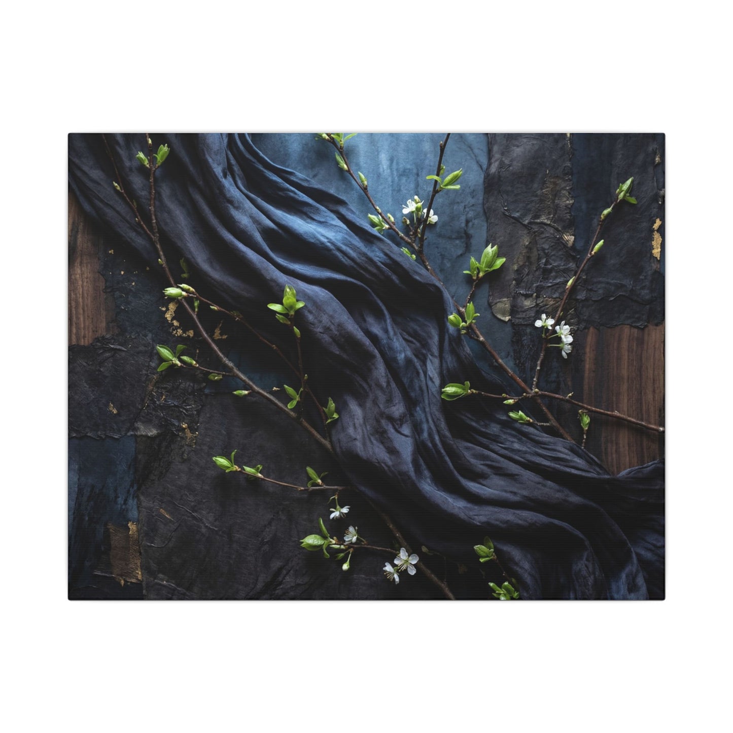 Spring Silk Drape Dark Texture Canvas Art | Atmospheric Decor Art Print