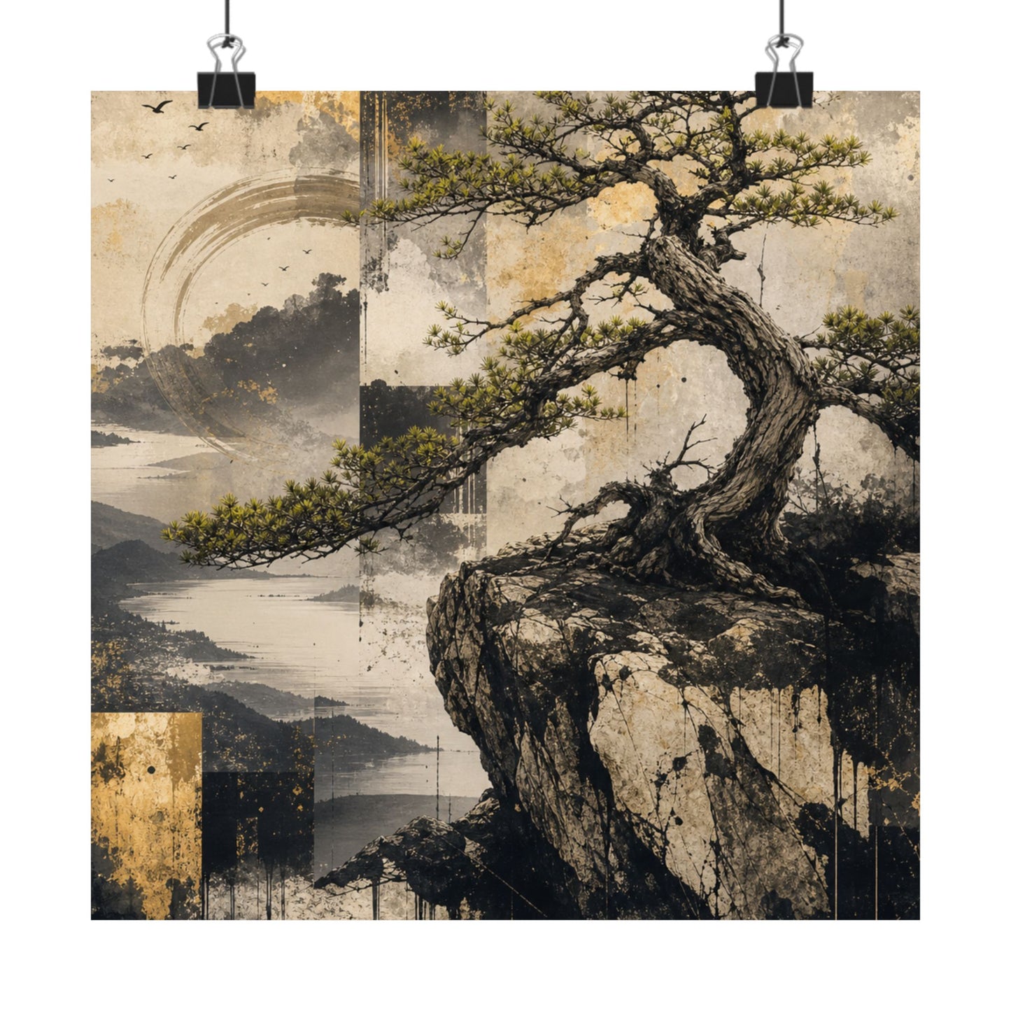 Pine Tree Japanese Pattern Wall Art Print | Cozy Japandi Art