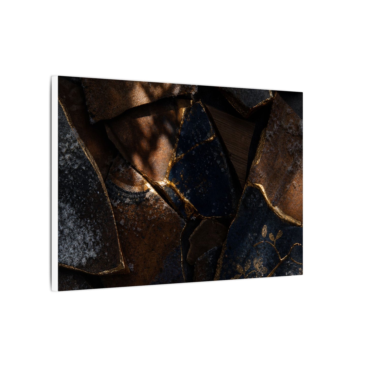 Fukinsei Broken Pottery Canvas Art - Dark Japandi Dark Texture