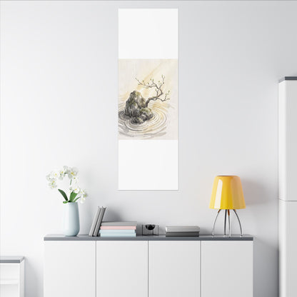 Serene Rock Garden Canvas Art - Sumi E Zen