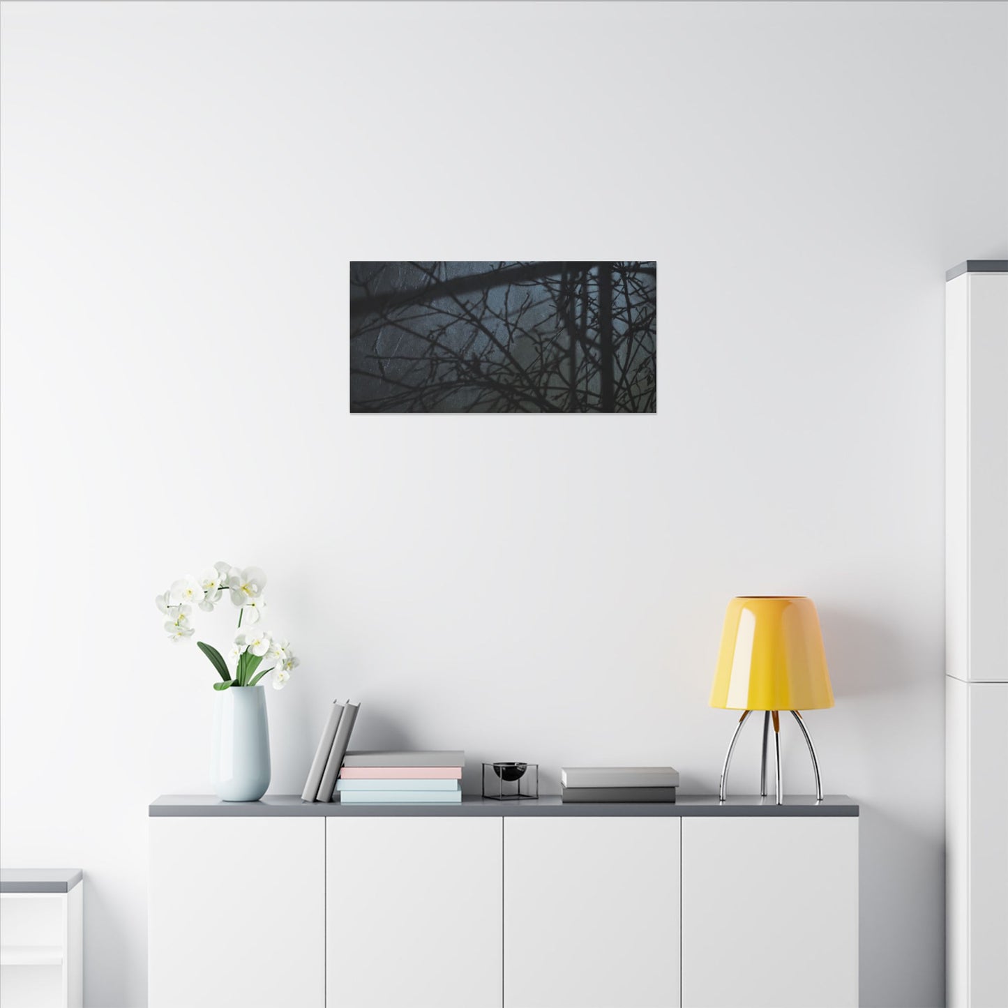 Moonlight Shadow Play Canvas Art - Dark Japandi Shibui