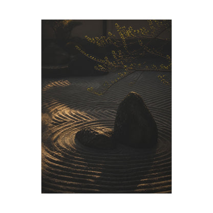 Ma Rock Garden Canvas Art - Dark Japandi Shadow Zen