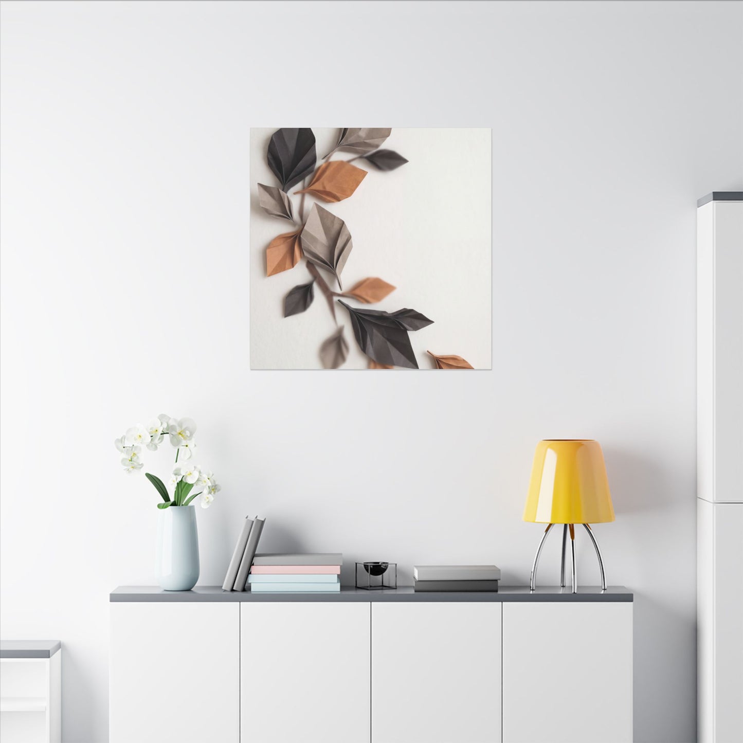 Paper Fold Autumn Canvas Art | Japandi Earthy Design