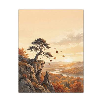 Pine Tree Autumn Canvas Art | Japandi Warm Design