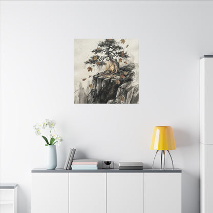 Pine Tree Autumn Canvas Art | Japandi Earthy Design