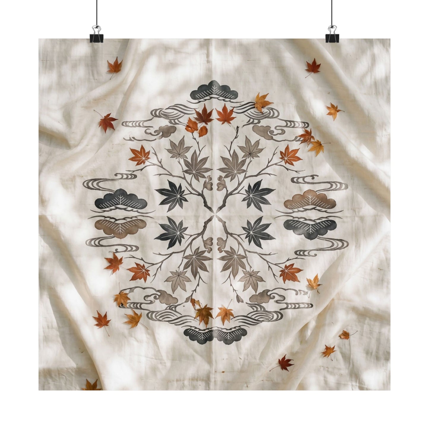 Warm Silk Drape Wall Art Print - Japanese Pattern Japandi