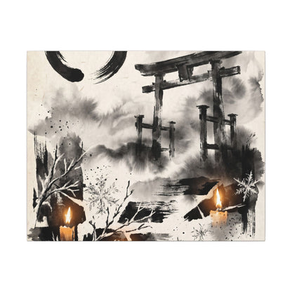 Candlelight Torii Gate Canvas Art - Zen Datsuzoku Art Print