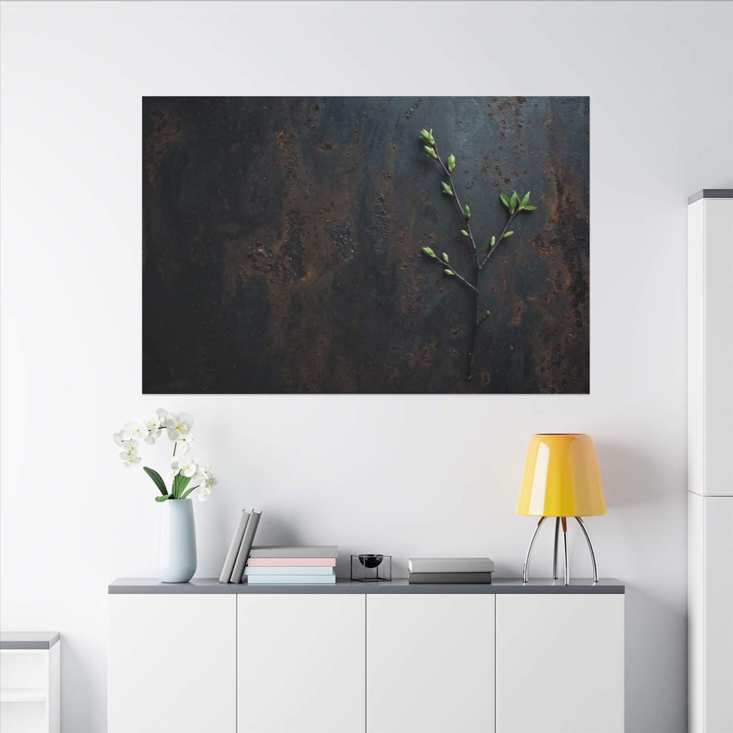 Rust Patina Moody Minimal Canvas Art | Moody Dark Japandi Art