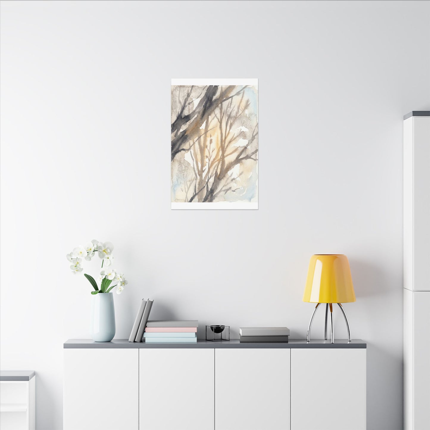 Ma Shadow Play Canvas Art - Japandi Watercolor