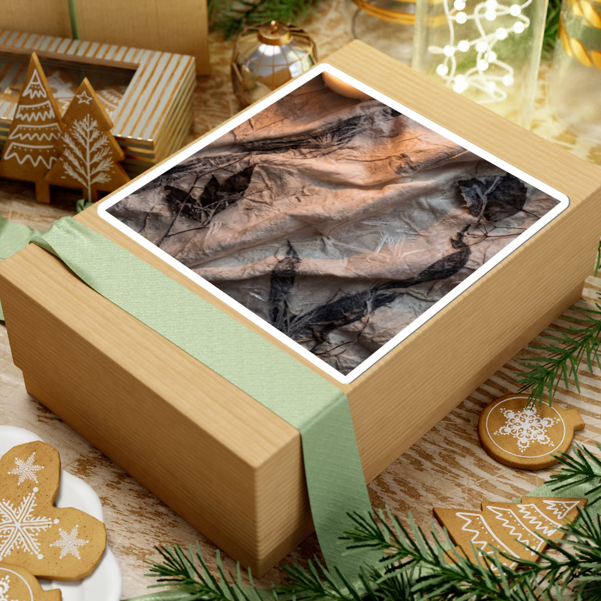 Japandi Silk Drape in Candlelight | Texture Sticker Art Print