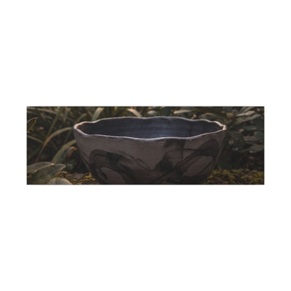 Ceramic Bowl Canvas Art | Summer Dark Japandi Charcoal Ink Art