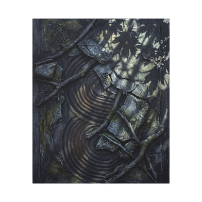 Rock Garden Canvas Art | Winter Dark Japandi Dark Texture Art