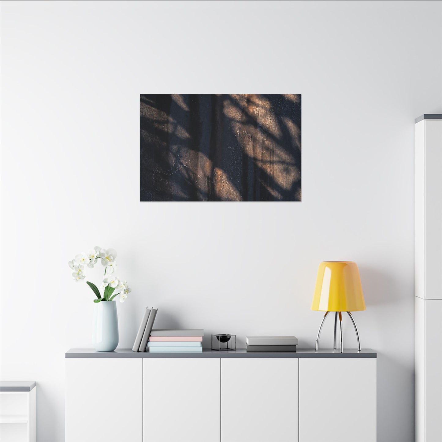Dark Japandi Shadow Play in Golden Hour | Shadow Zen Canvas Art