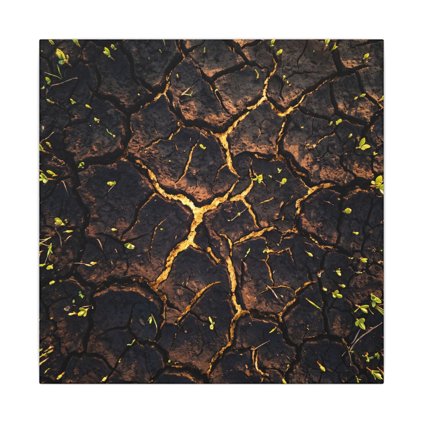Cracked Earth Moody Minimal Canvas Art | Sophisticated Dark Japandi Art