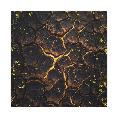 Cracked Earth Moody Minimal Canvas Art | Sophisticated Dark Japandi Art